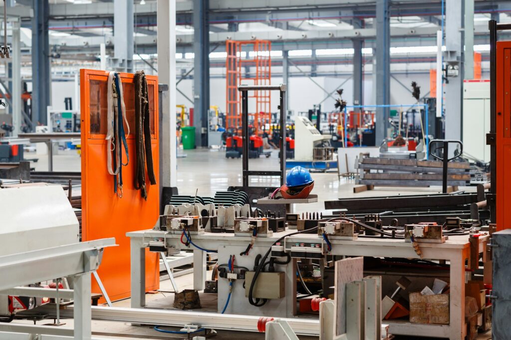 Industrial photo of modern production line on factory